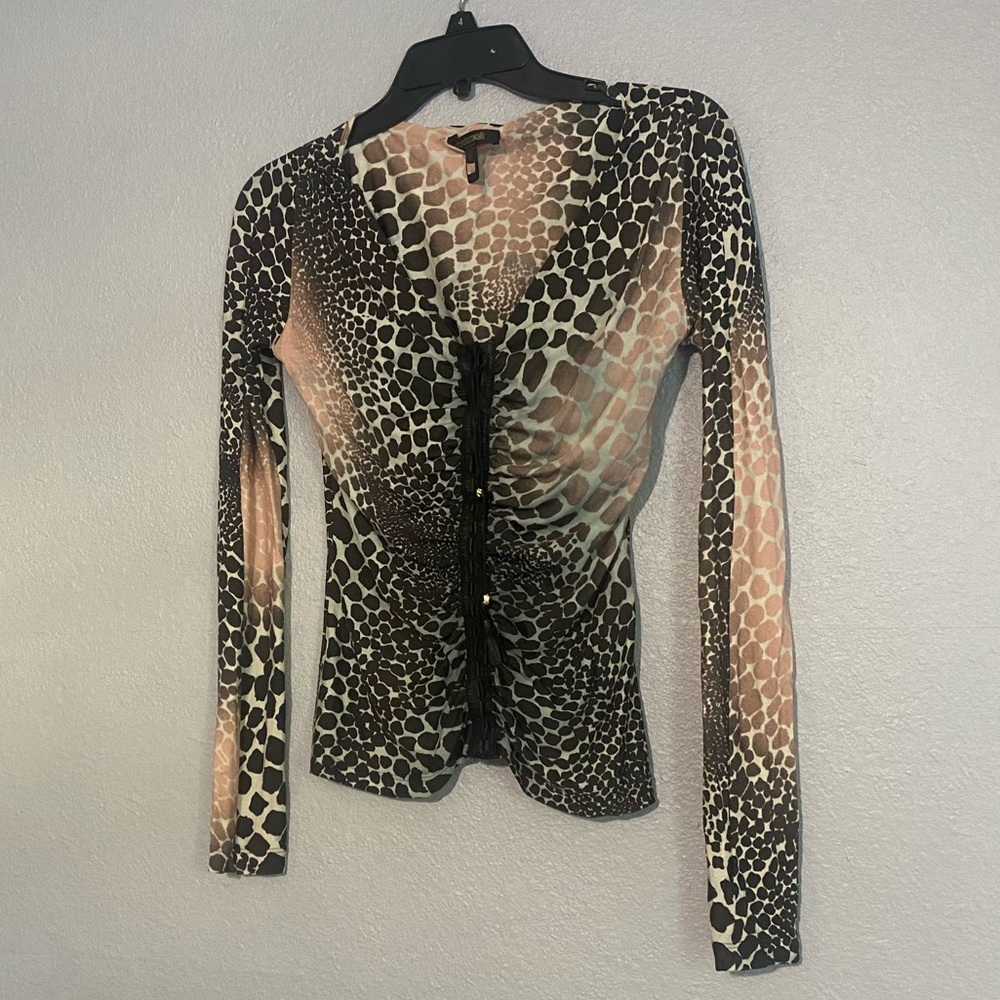 Lace down print top by Roberto Cavalli.